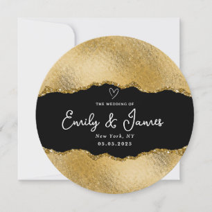 elegant chic gold glitter Wedding Invitation
