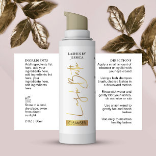 Elegant Chic Gold Lash Bath Cleanser Foam Bottle Rectangular Sticker