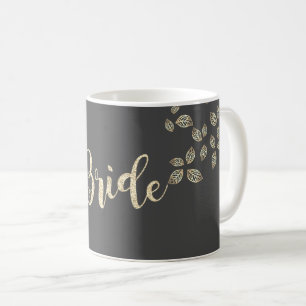 Elegant Chic Gold Leaves, Bride Coffee Mug