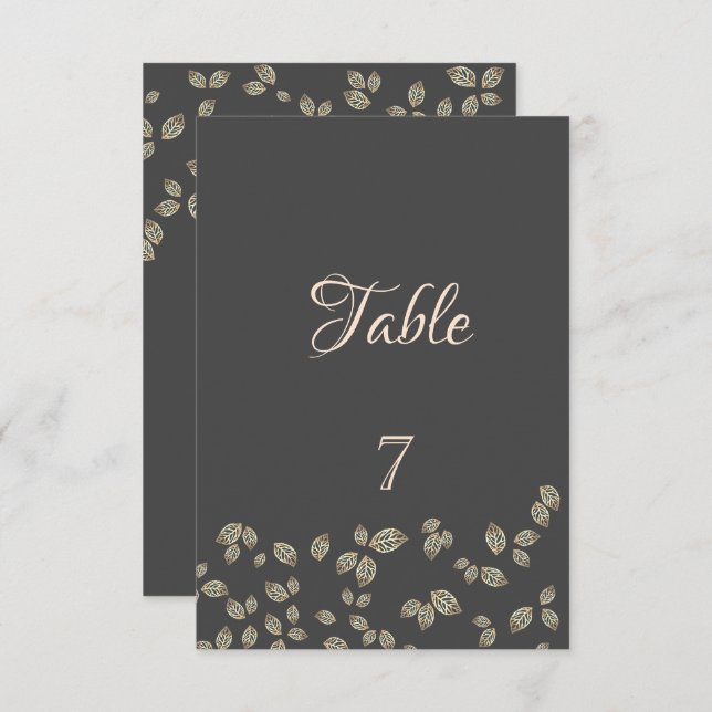 Elegant Chic Gold Leaves Table  Card (Front/Back)