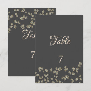 Elegant Chic Gold Leaves Table  Card