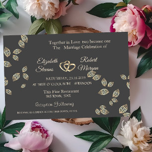 Elegant Chic Gold Leaves Wedding Invitation