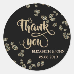 Elegant Chic Gold Leaves  Wedding Sticker