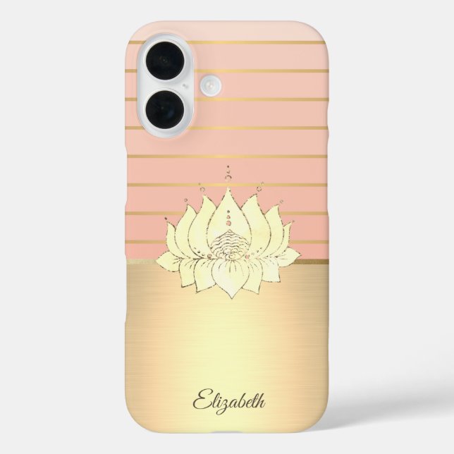 Elegant Chic Gold Lotus Striped Case-Mate iPhone Case (Back)