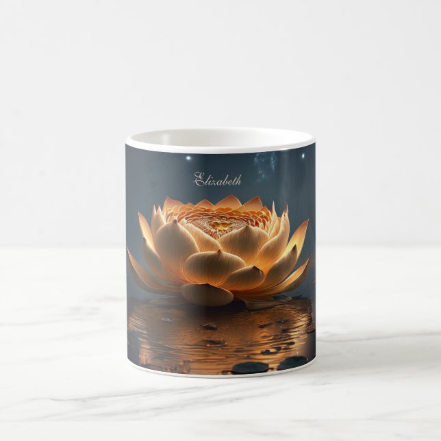 Elegant Chic Gold Lotus Yoga  Coffee Mug (Center)