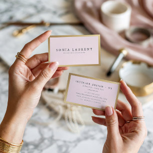 Elegant chic gold metallic blush pink minimalist business card