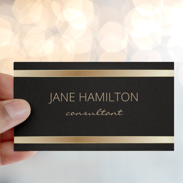 Elegant Chic Gold Minimalist Black Business Card (Creator Uploaded)