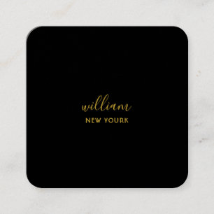 Elegant chic gold modern square minimalist black business card