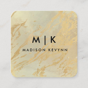 Elegant chic gold modern square minimalist black square business card