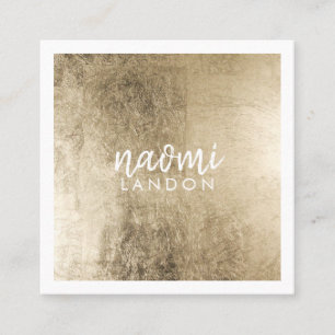 Elegant chic gold modern square minimalist white business card