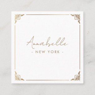 Elegant Chic Gold Ornate Frame QR Code Square Business Card