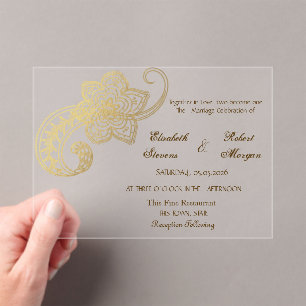 Elegant Chic Gold Paisley   Wedding Invitation