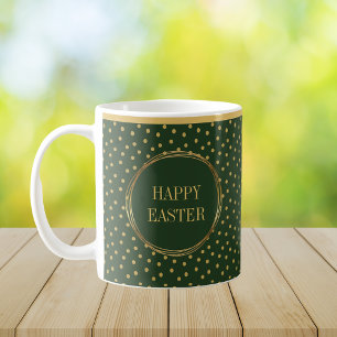 Elegant Chic Gold Polka Dots Happy Easter Coffee Mug