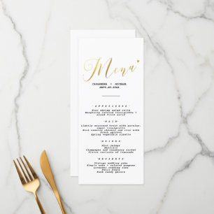 Elegant chic Gold Script Wedding  Menu