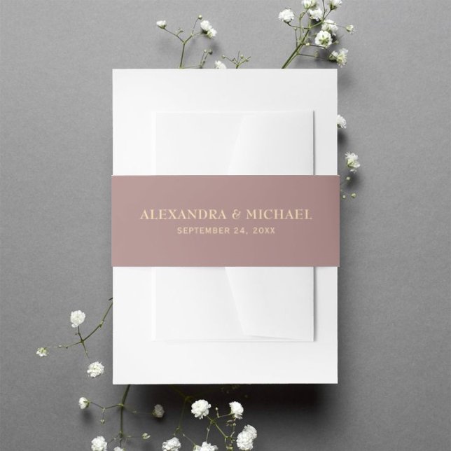 Elegant Chic Gold Typography Script Wedding Invitation Belly Band (Creator Uploaded)