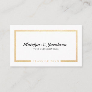 Elegant chic gold white graduation class of name c calling card