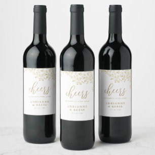 Elegant Chic Gold & White Wedding Wine Label