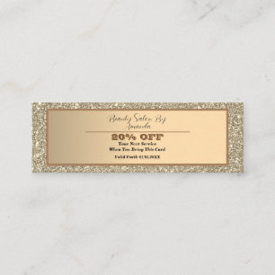 Elegant Chic Golden Foil Glittery Glam Discount Mini Business Card