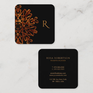  Elegant Chic Golden Ornamental Monogrammed Square Business Card