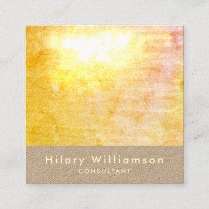 Elegant Chic Golden Yellow Grunge Kraft Square Business Card