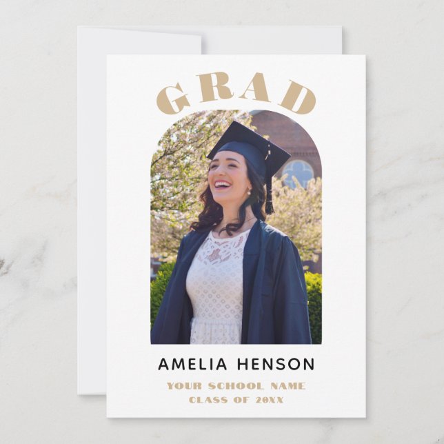 Elegant Chic Grad Photo Arch Graduation Invitation (Front)