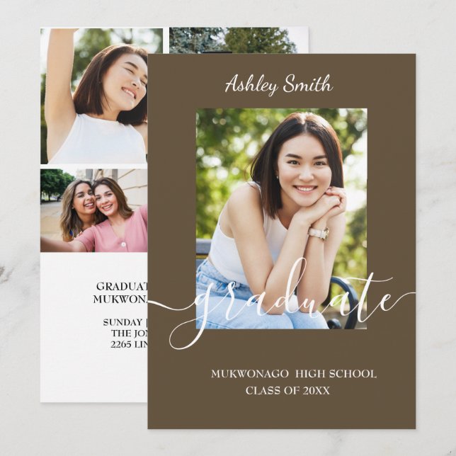 Elegant Chic  Graduation Invitation (Front/Back)