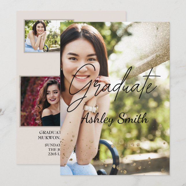 Elegant Chic  Graduation Invitation (Front/Back)