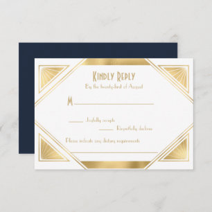 Elegant chic  Great Gatsby Art Deco RSVP Card