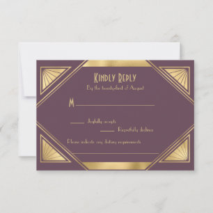 Elegant chic  Great Gatsby Art Deco RSVP Card