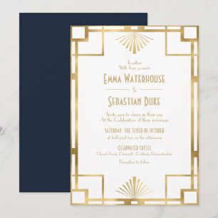 Elegant chic  Great Gatsby Art Deco Wedding Invita Invitation