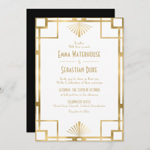 Elegant chic Great Gatsby Art Deco Wedding Invita Invitation