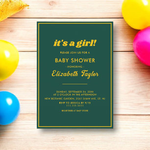 Elegant Chic Green And Gold Luxury Baby Shower Invitation
