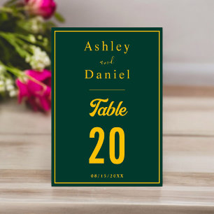 Elegant Chic Green And Gold Modern Luxury Wedding Table Number