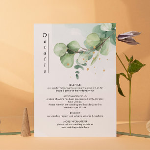 Elegant Chic Green Eucalyptus Wedding Gold accents Enclosure Card