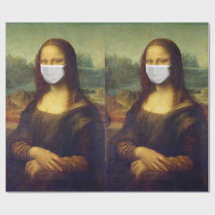 Elegant Chic Green Mona Lisa Covid 19 Painting Wrapping Paper