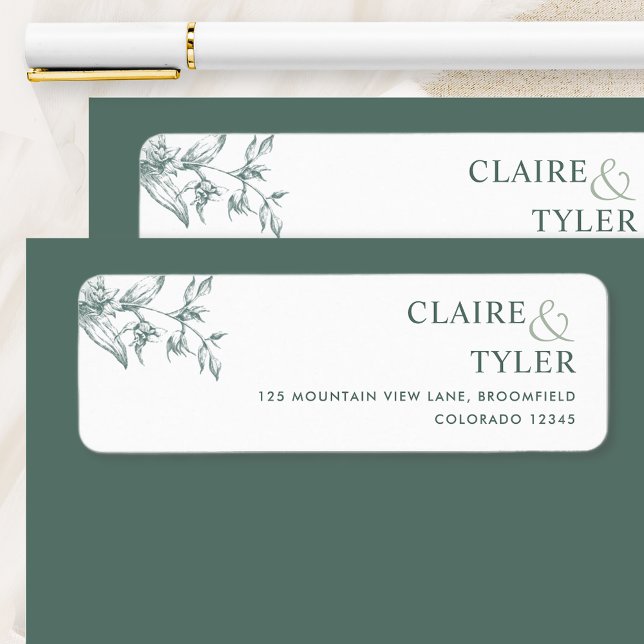 Elegant Chic Green Wedding Return Address Label (Creator Uploaded)