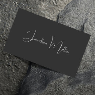 Elegant Chic Grey Black Handwritten Script Font Business Card