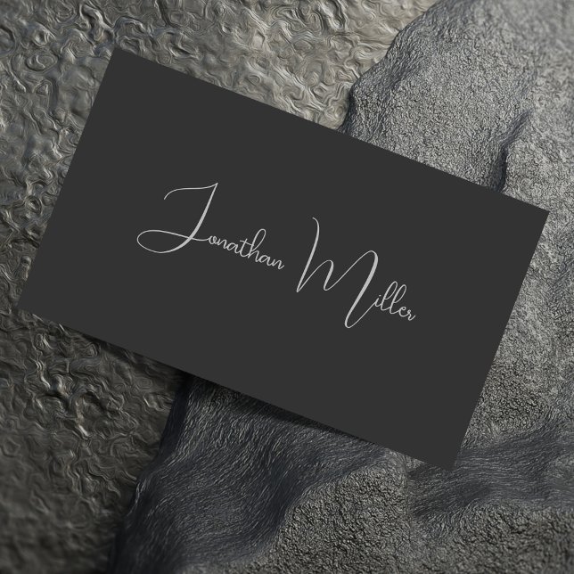 Elegant Chic Grey Black Handwritten Script Font Business Card (Creator Uploaded)