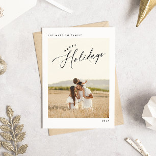 Elegant Chic Happy Holidays Photo Christmas Card