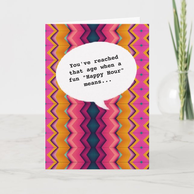 Elegant chic Happy Hour Getting Old Funny Birthday Card (Front)