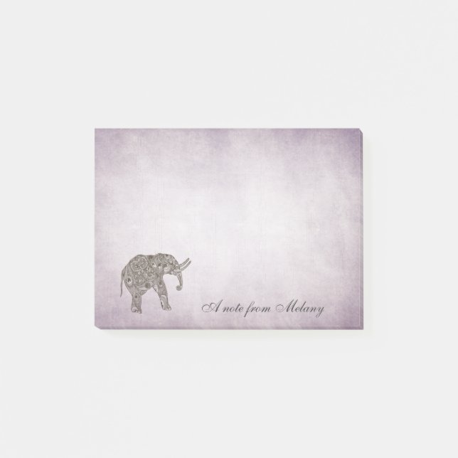 Elegant chic lady elephant vintage post-it notes (Front)