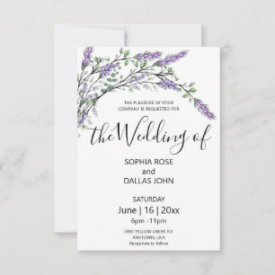 Elegant chic lavender eucalyptus Wedding Invitation