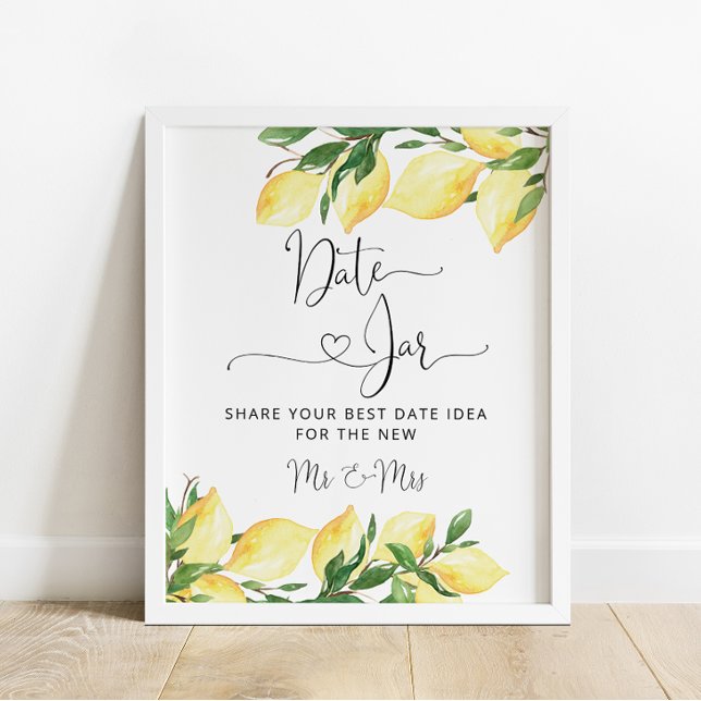 Elegant Chic Lemon Date Jar Bridal Shower Poster (Creator Uploaded)