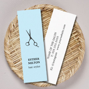Elegant Chic Light Blue Scissors Hair Stylist Mini Business Card