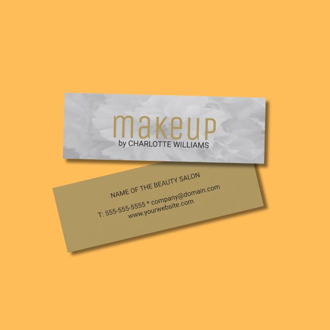 Elegant Chic Light Grey Floral Makeup Artist Mini Business Card (Creator Uploaded)