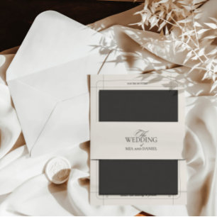 Elegant Chic Light Grey Wedding Invitation Belly Band