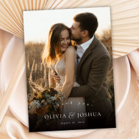 Elegant Chic Love and Thanks Single Photo Wedding