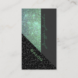 Elegant chic luxury contemporary leopard glittery business card