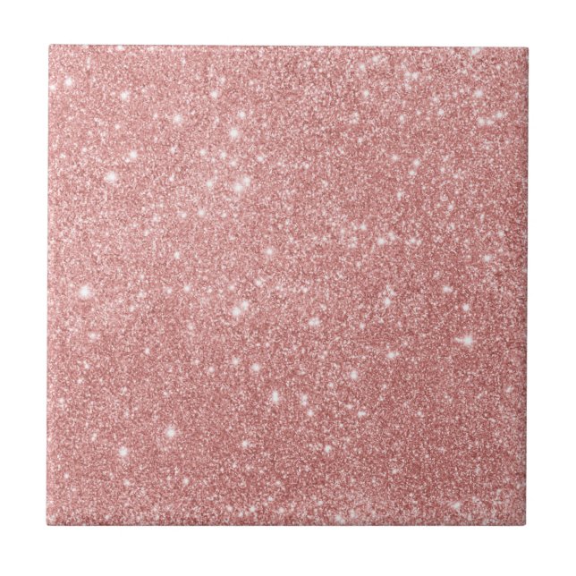 Elegant Chic Luxury Faux Glitter Rose Gold Tile (Front)
