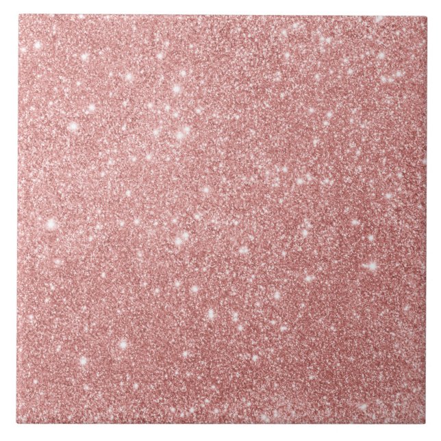 Elegant Chic Luxury Faux Glitter Rose Gold Tile (Front)